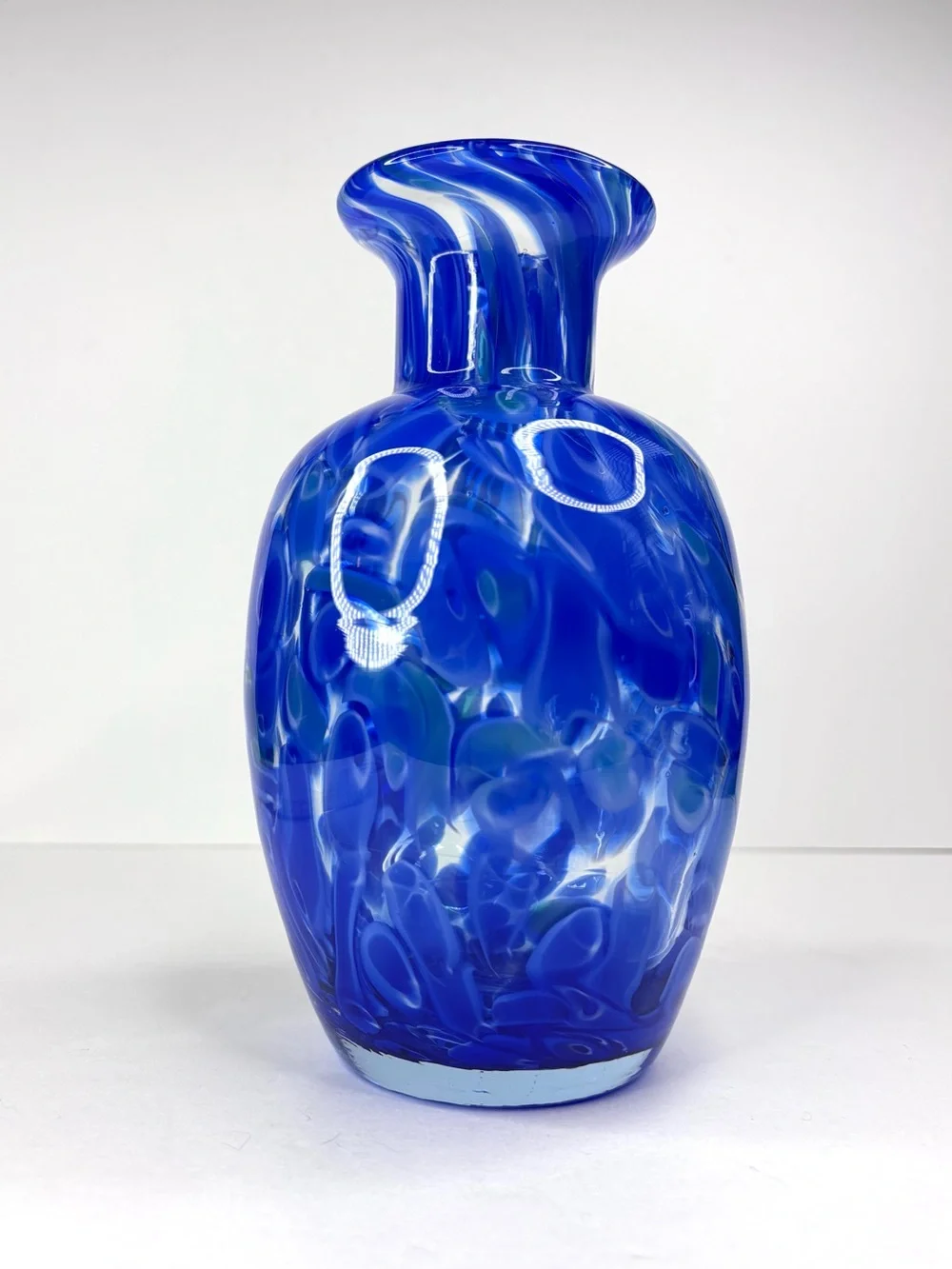 Murano Style Cobalt Blue Green Swirl Art Glass Vase‎ Pier1